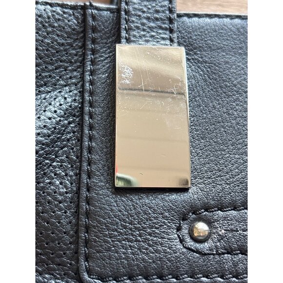 B. Makowsky Tessa Black Saffiano Pebbled Leather Tote Handbag Purse - Picture 10 of 10